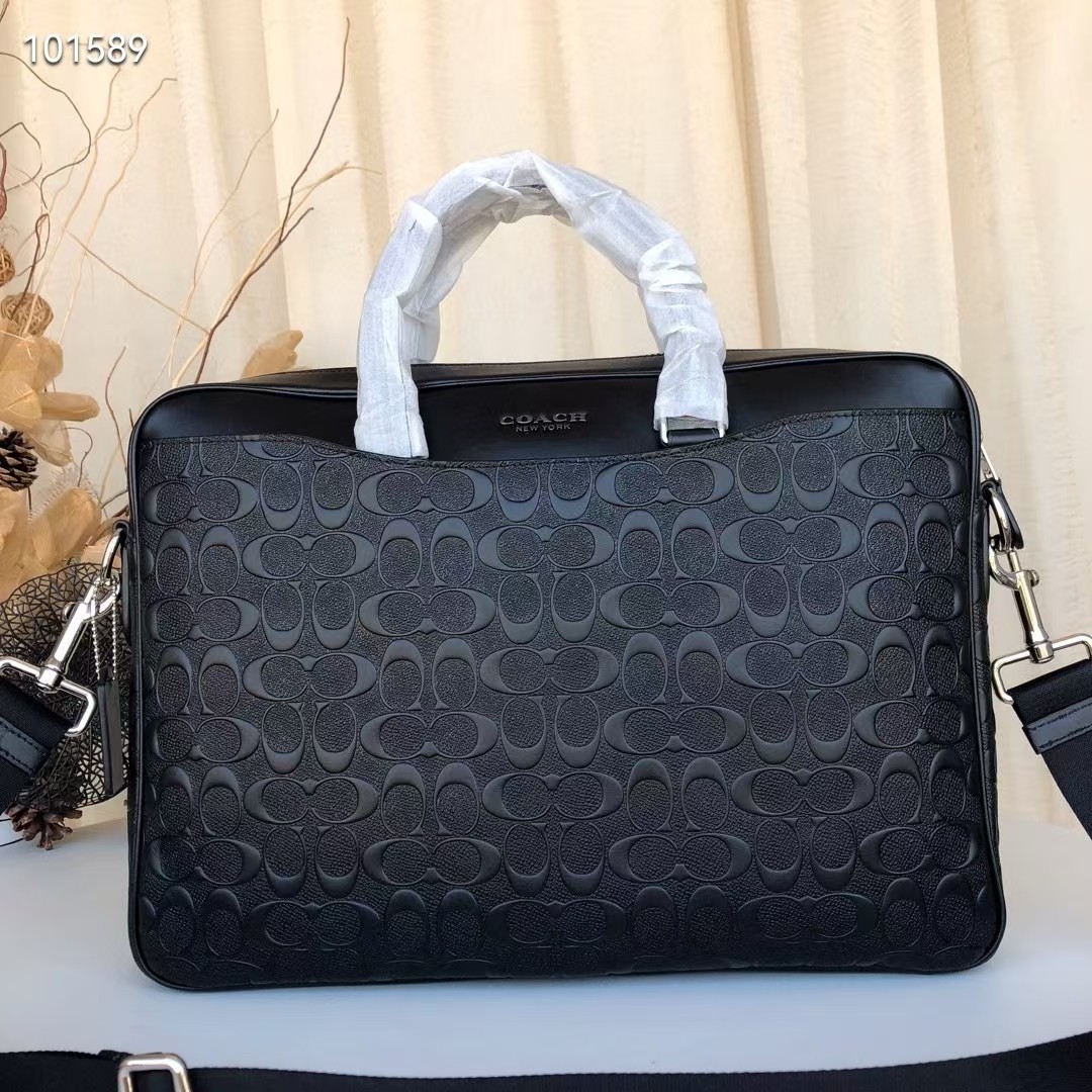 Coach C家【F72973】蔻驰男士大号公文包手提单肩斜跨 头层牛皮浮雕压c、尺寸41 30
