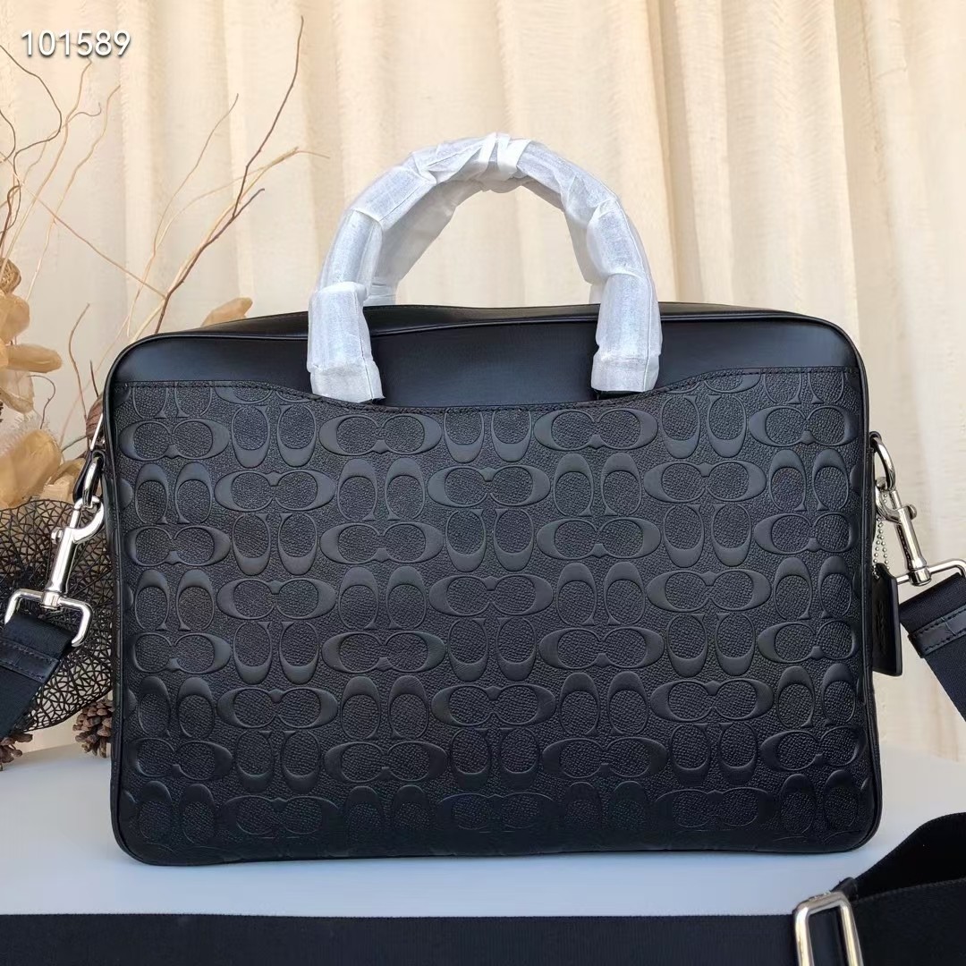 Coach C家【F72973】蔻驰男士大号公文包手提单肩斜跨 头层牛皮浮雕压c、尺寸41 30