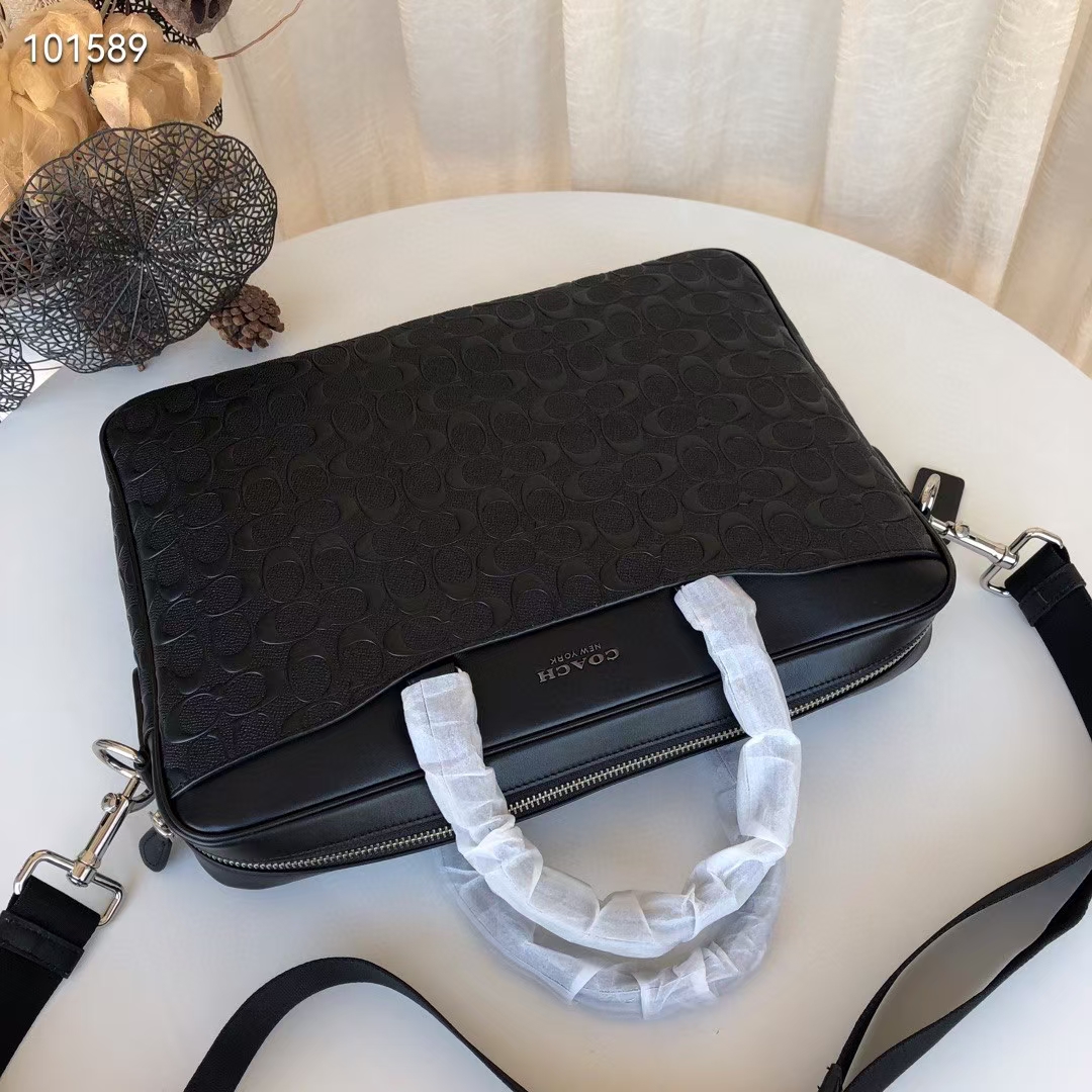 Coach C家【F72973】蔻驰男士大号公文包手提单肩斜跨 头层牛皮浮雕压c、尺寸41 30