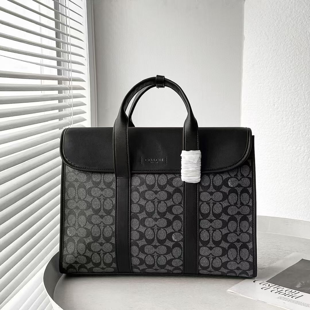 Coach C 家 5319 男士新款公文包到货 高端PVC拼皮 纯色部分是头层牛皮
