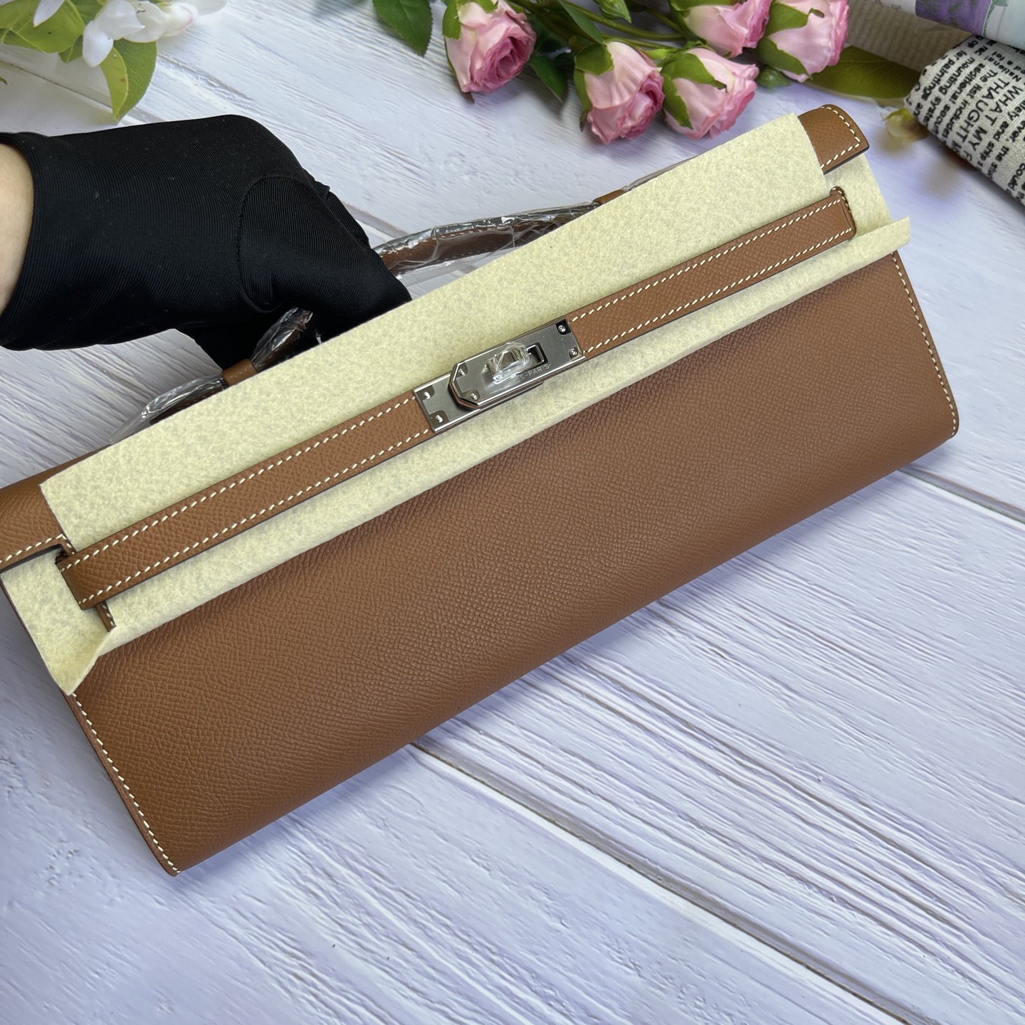 Hermes Kelly Cut Brown Epsom 31 evening everyday