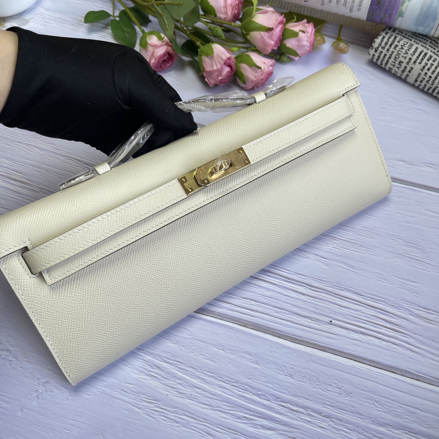 Hermes Kelly Cut White Epsom 31 evening everyday