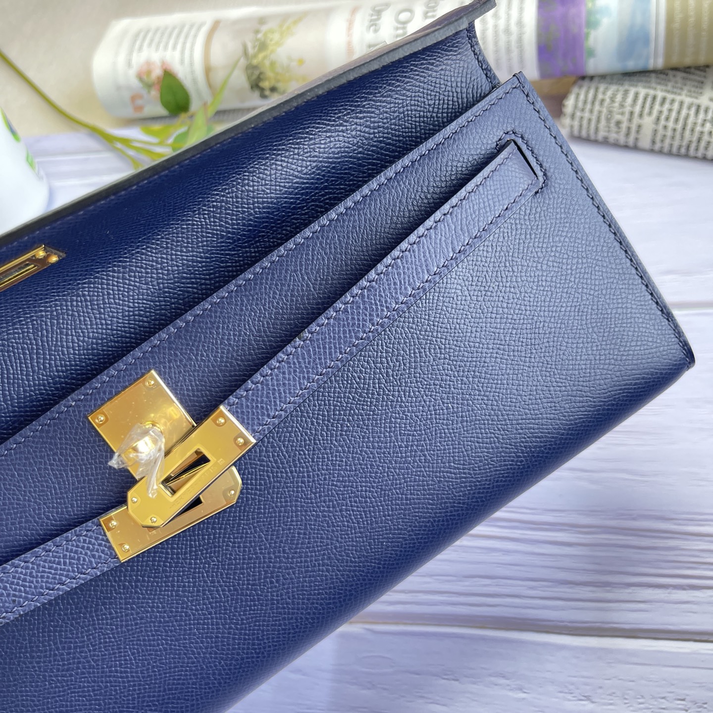 Hermes Kelly Cut Blue Epsom 31 evening everyday
