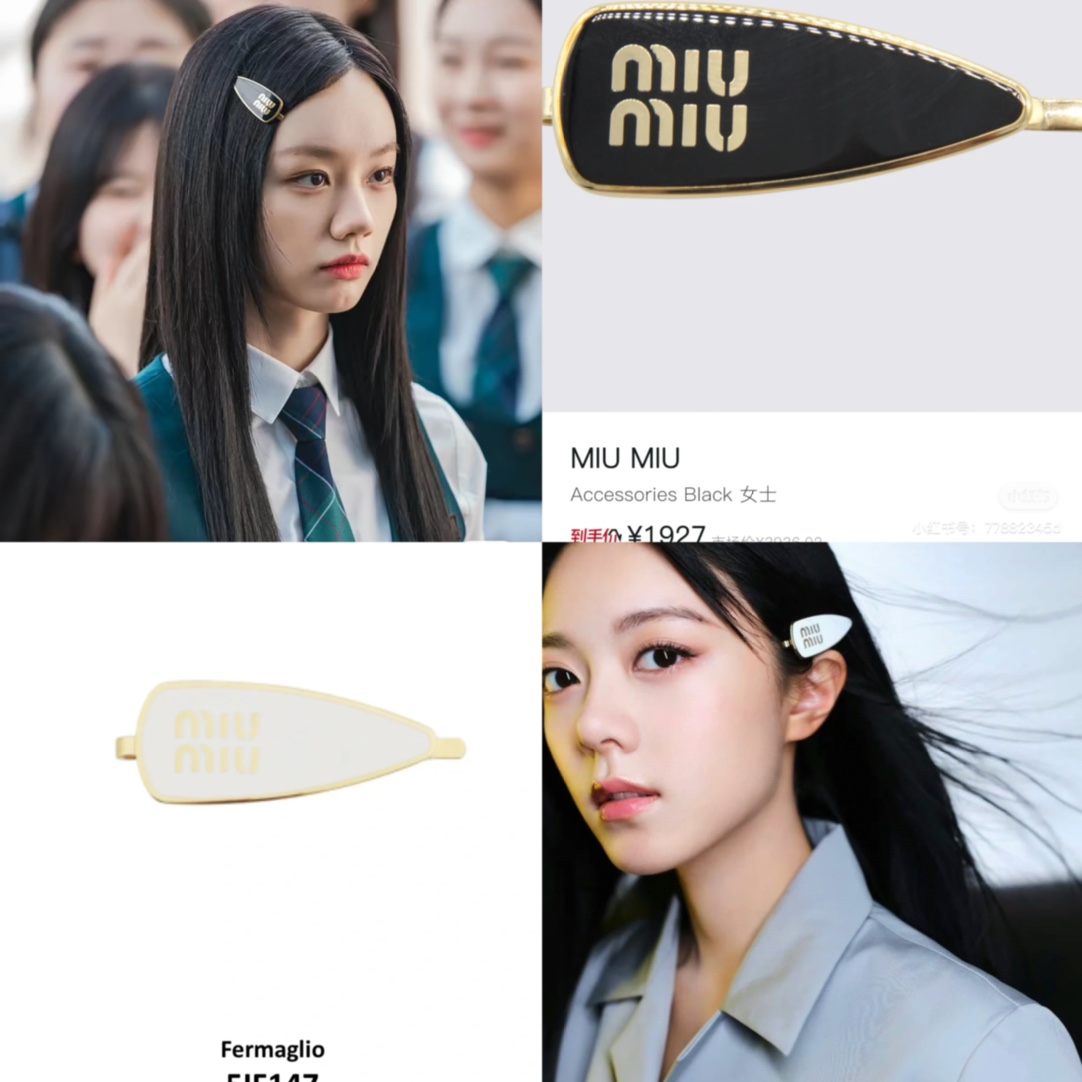 “Stylish Miumiu Hairpin: White, Gold Touch, Practical and Colorful”