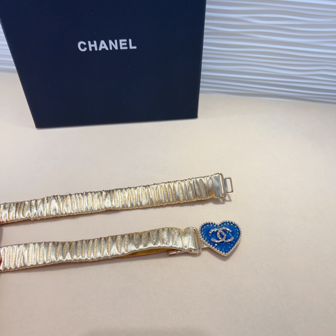 chanelcc爱心牛仔金黄铜logo扣小牛皮银色金属与金色金属3.0cm精品弹力十足百搭优雅码数含扣S