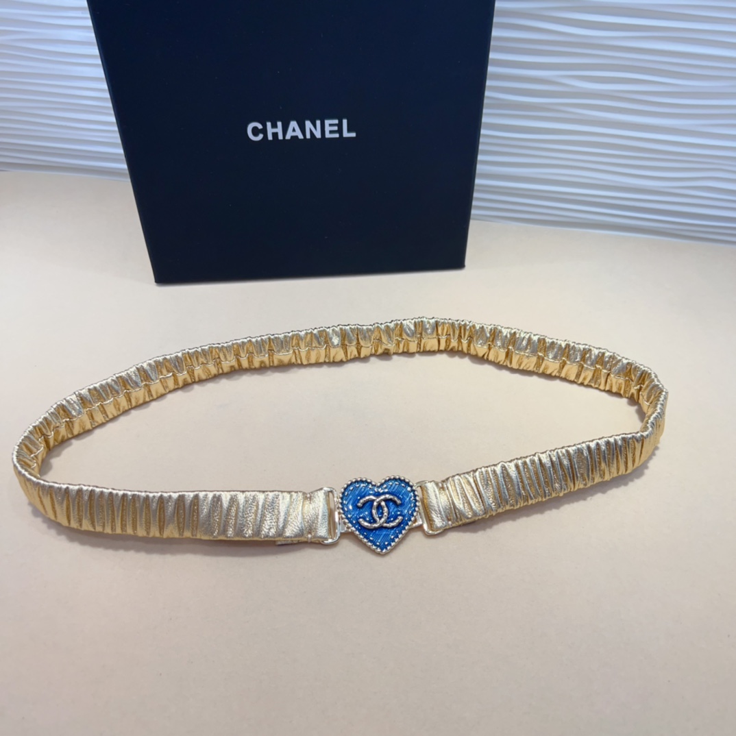 chanelcc爱心牛仔金黄铜logo扣小牛皮银色金属与金色金属3.0cm精品弹力十足百搭优雅码数含扣S