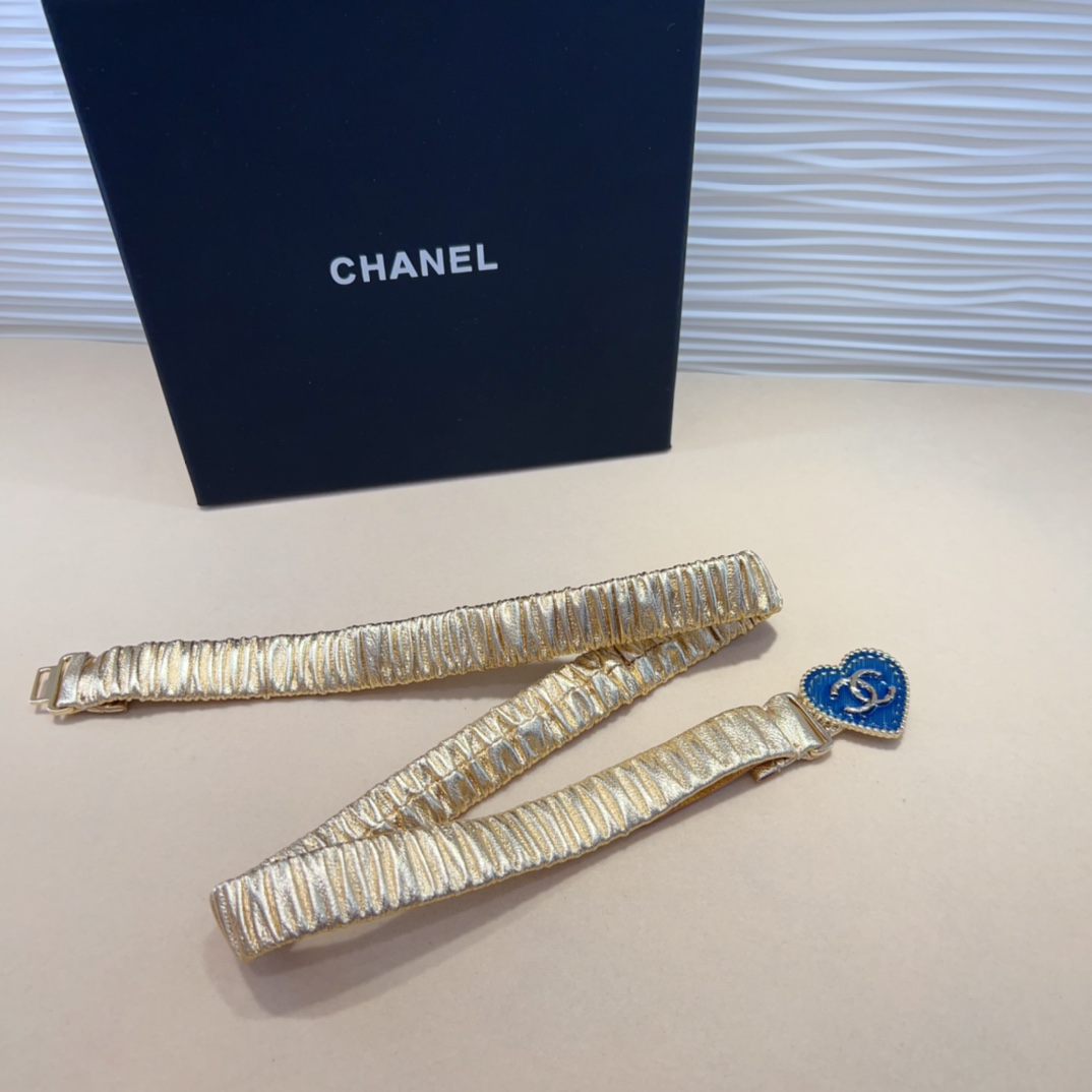 chanelcc爱心牛仔金黄铜logo扣小牛皮银色金属与金色金属3.0cm精品弹力十足百搭优雅码数含扣S