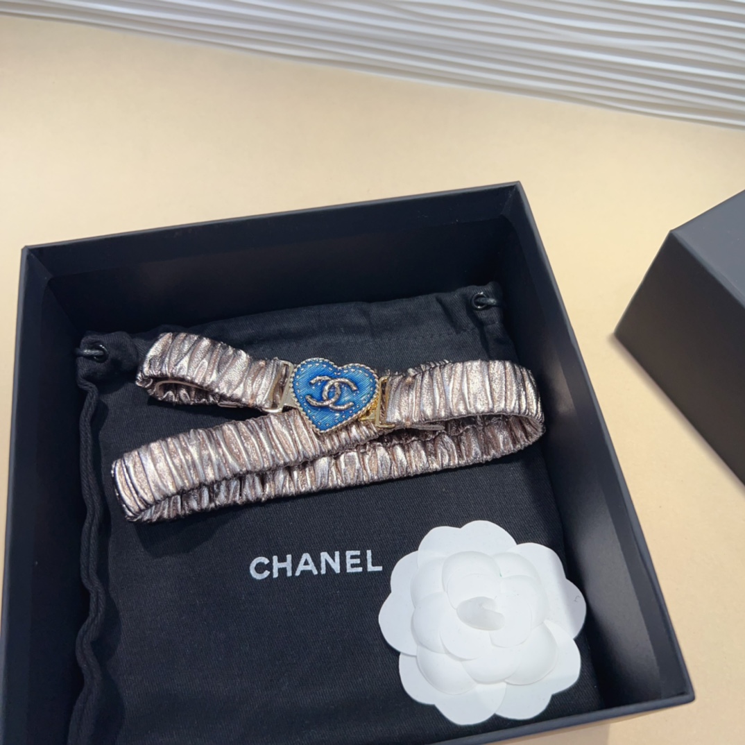 chanelcc爱心牛仔金黄铜logo扣小牛皮银色金属与金色金属3.0cm精品弹力十足百搭优雅码数含扣S