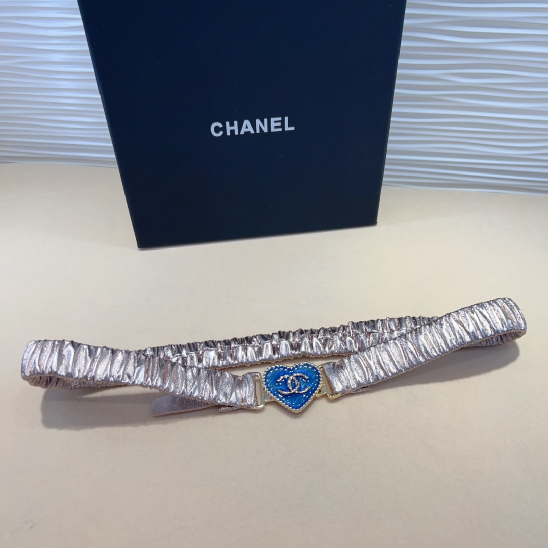 chanelcc爱心牛仔金黄铜logo扣小牛皮银色金属与金色金属3.0cm精品弹力十足百搭优雅码数含扣S