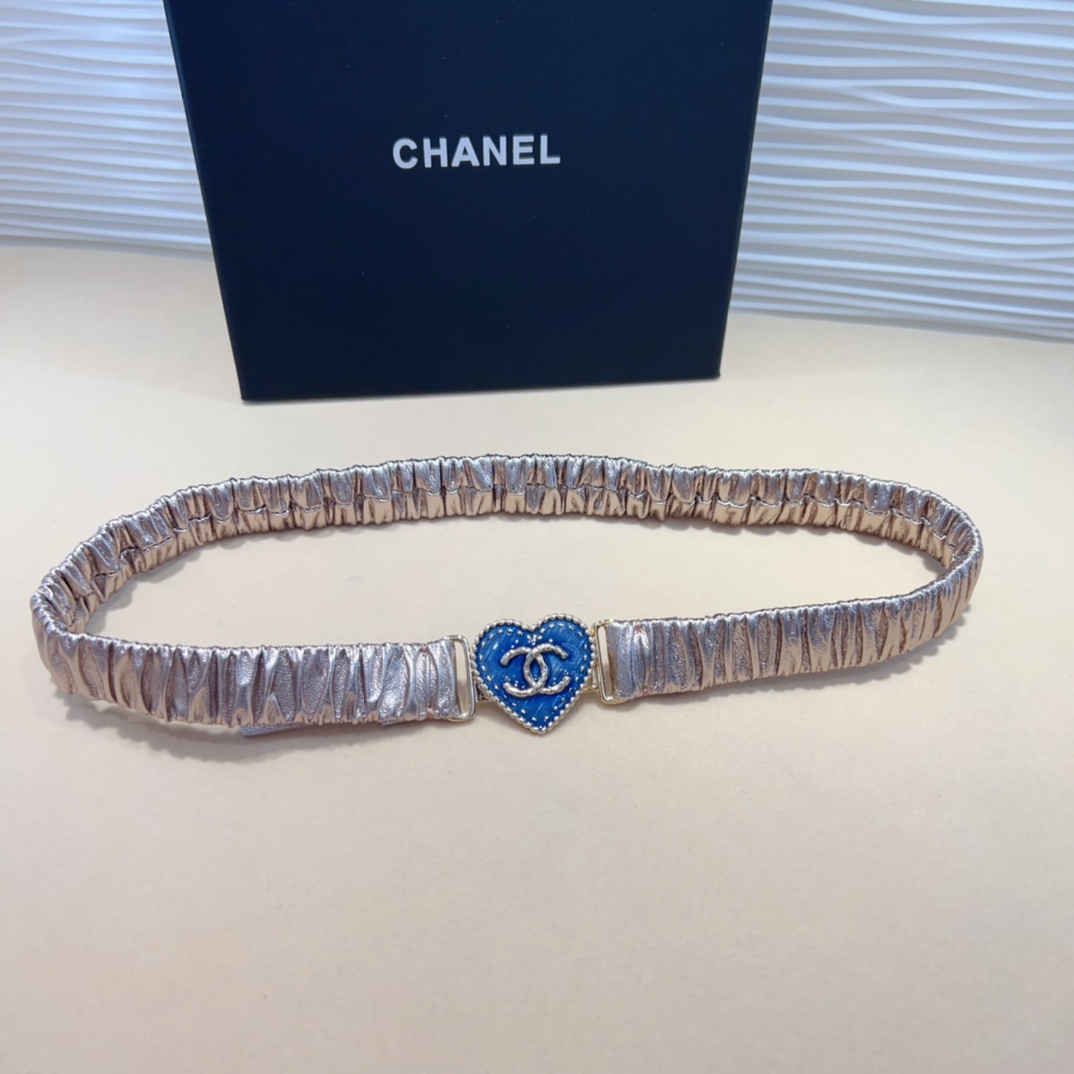 chanelcc爱心牛仔金黄铜logo扣小牛皮银色金属与金色金属3.0cm精品弹力十足百搭优雅码数含扣S