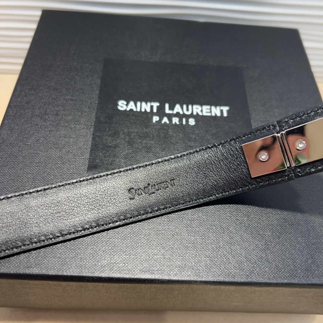 SaintLaurent圣罗兰女士腰带皮带原厂真金电渡扣头意大利原厂皮宽2.5cm代购级均码