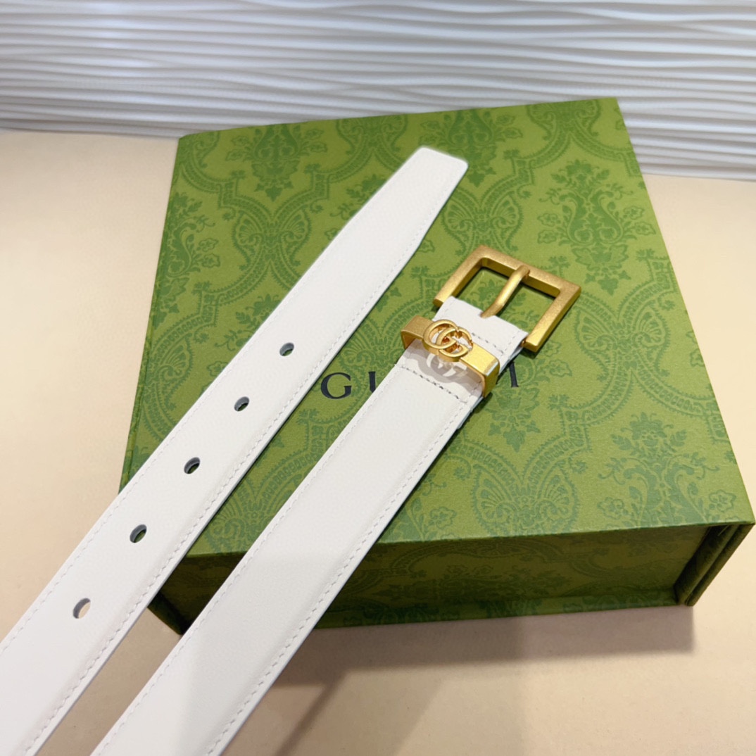 光滑牛皮革腰带 荧光白纤细版型 3.0Cm