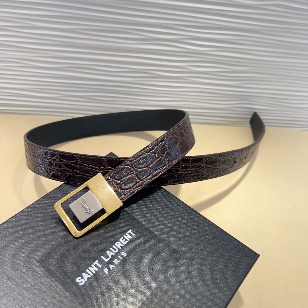 Spring Show Belts: Italian Leather, 3.0cm Wide, St. Laurent Style – Purchase for Ms. St. Roland - 图片 2