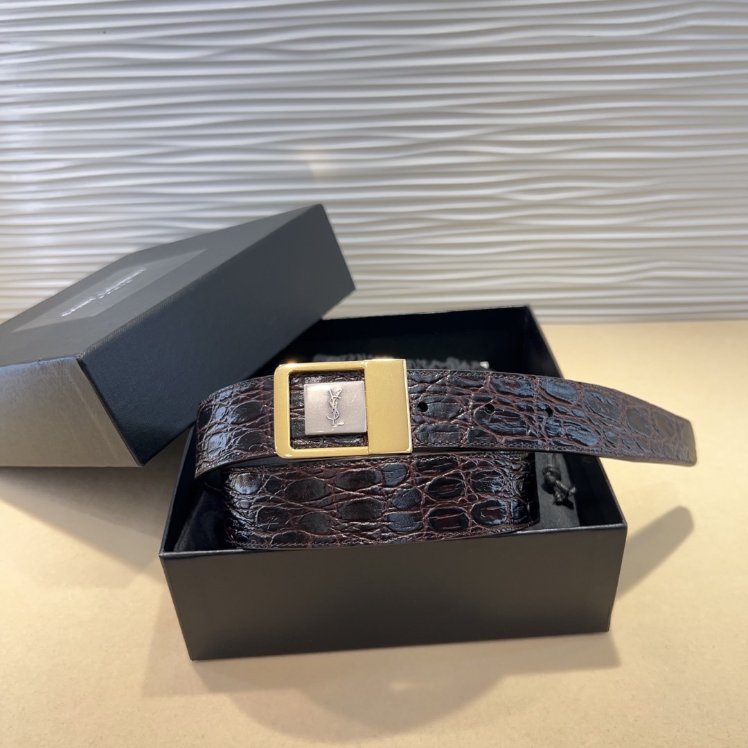 Spring Show Belts: Italian Leather, 3.0cm Wide, St. Laurent Style – Purchase for Ms. St. Roland - 图片 1