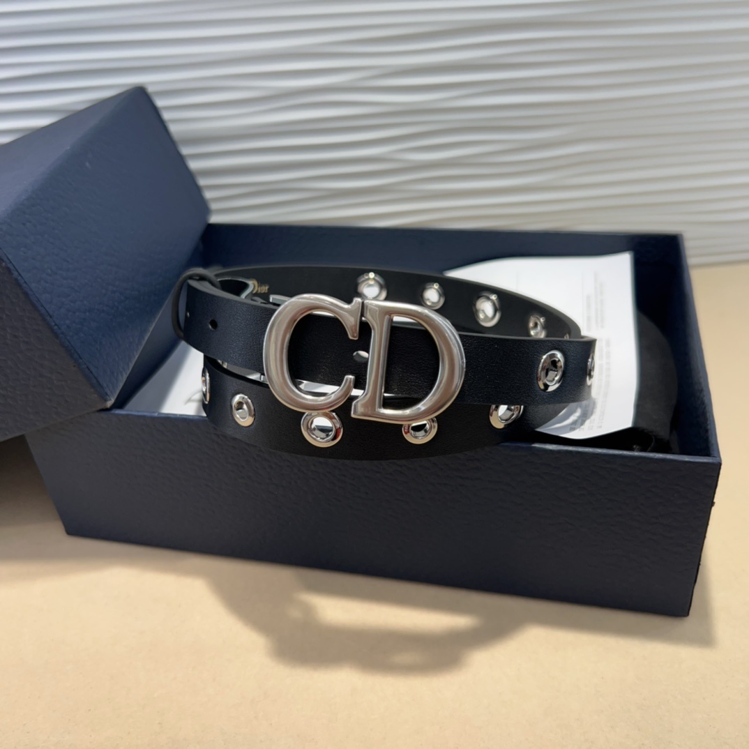 腰带是二零二五早春成衣系列新品,以摩登优雅的风格重新演绎 Dior 经典标识。采用黑色牛皮革精心制作,