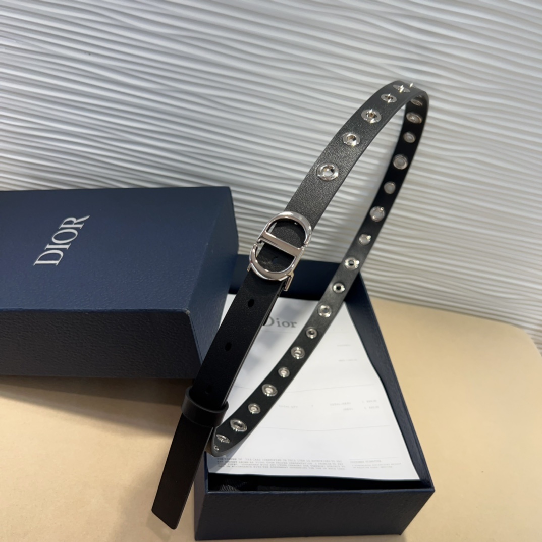 腰带是二零二五早春成衣系列新品,以摩登优雅的风格重新演绎 Dior 经典标识。采用黑色牛皮革精心制作,