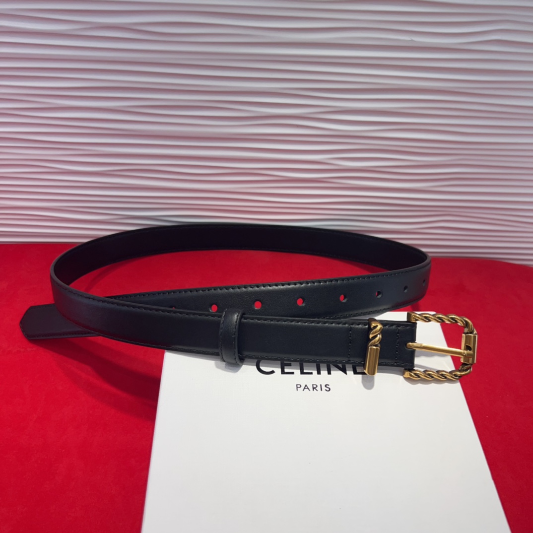 celine TRIOMPHE中号标志印花牛皮革腰带 标志印花和牛皮革