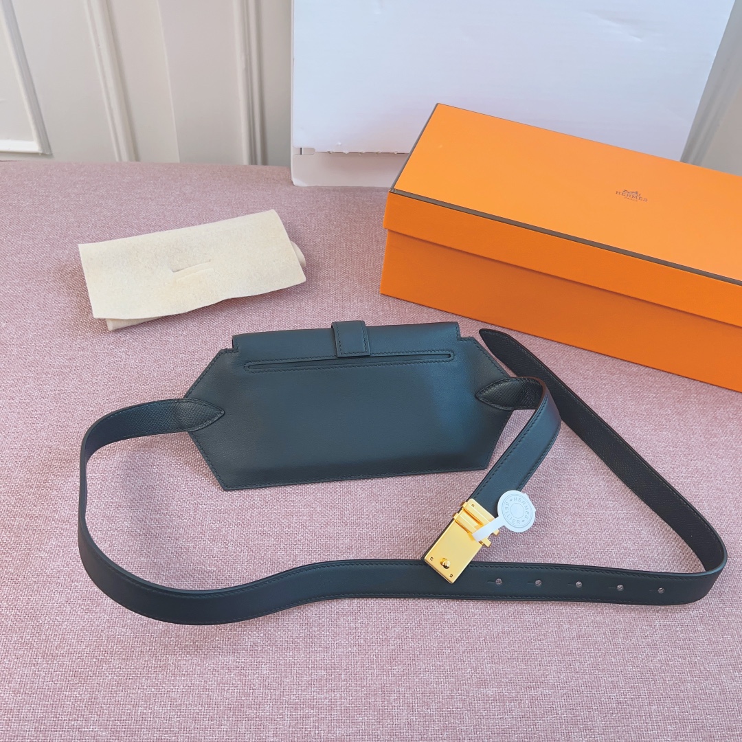  全新爱马仕 Hermes Elan Pocket 24 belt 秋冬新款小腰包，Swift小牛皮腰带