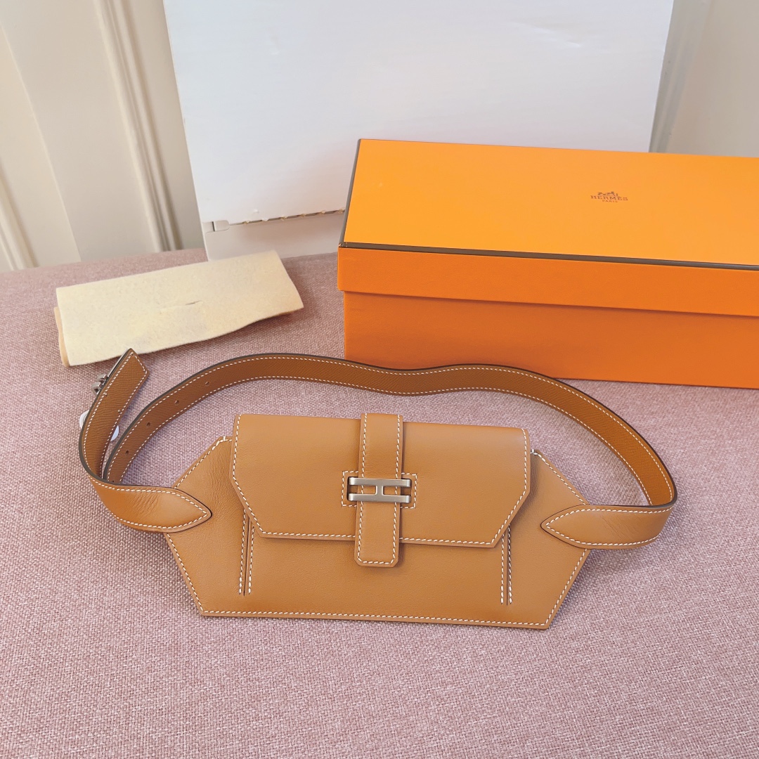  全新爱马仕 Hermes Elan Pocket 24 belt 秋冬新款小腰包，Swift小牛皮腰带