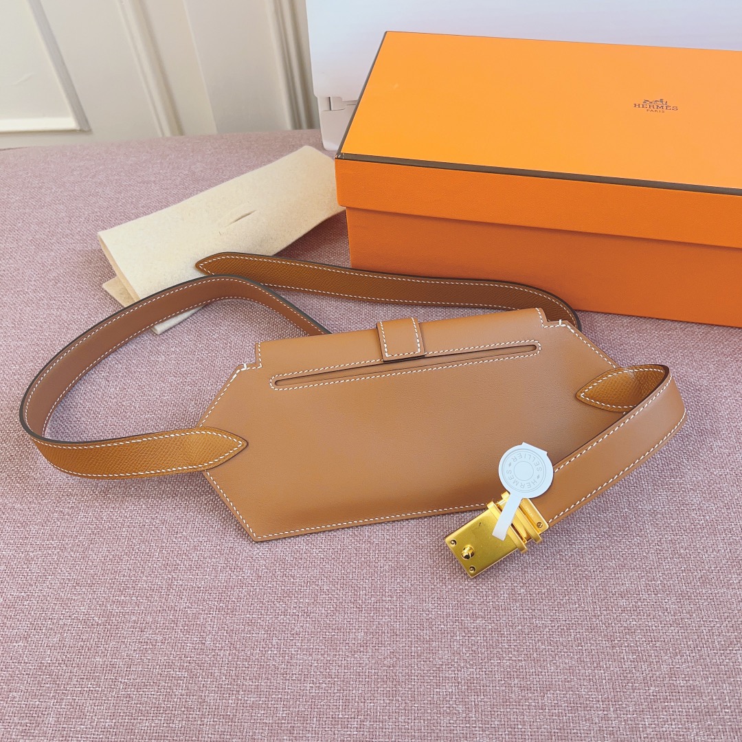 全新爱马仕 Hermes Elan Pocket 24 belt 秋冬新款小腰包，Swift小牛皮腰带
