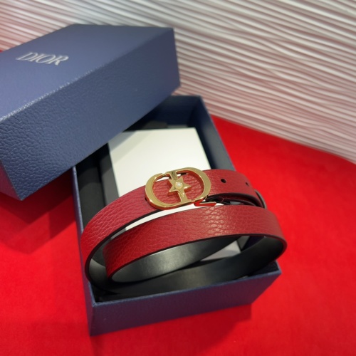 Dior Saddle Belt: Red Grained Calfskin with CD Buckle, 2.0 cm Width