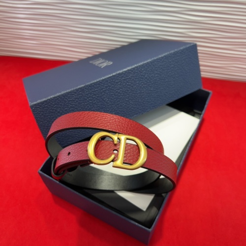 Dior Saddle Belt: Red Grained Calfskin with CD Buckle, 2.0 cm Width 1 Dior Saddle Belt: Red Grained Calfskin with CD Buckle, 2.0 cm Width