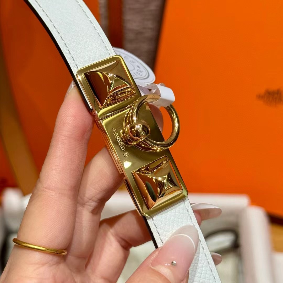 H家新款女款调节腰带 Epsom小牛皮腰带镀金kelly皮带扣