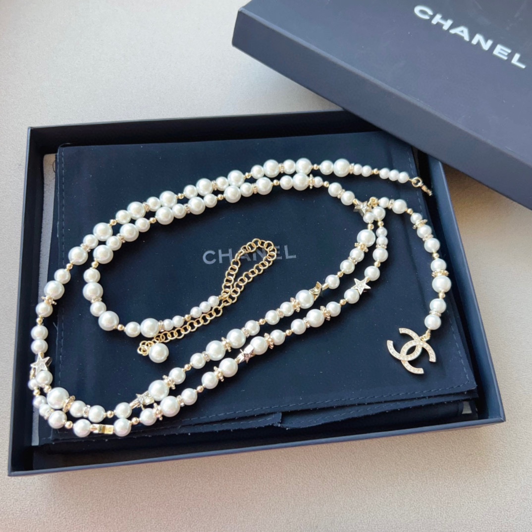  ch*nel  最新款🆕🆕白五角星钻⭐3层腰链 一致ZP黄铜材质