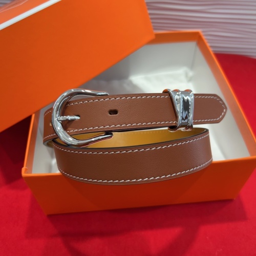 Hermès Inspired Brown Leather Belt with Silver Buckle - Versatile Style 1 Hermès Inspired Brown Leather Belt with Silver Buckle - Versatile Style