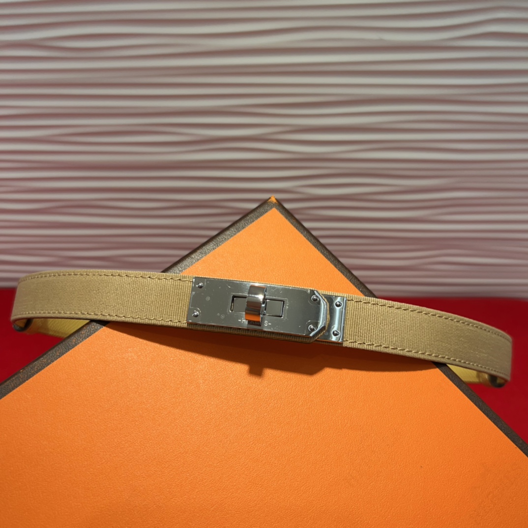 Kelly 1.8腰带Epsom小牛皮配进口布腰带 搭配金Kelly皮带扣