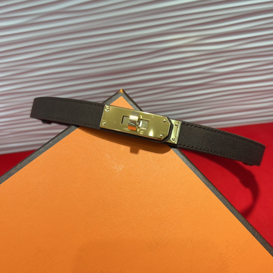 Kelly 1.8腰带Epsom小牛皮配进口布腰带 搭配金Kelly皮带扣