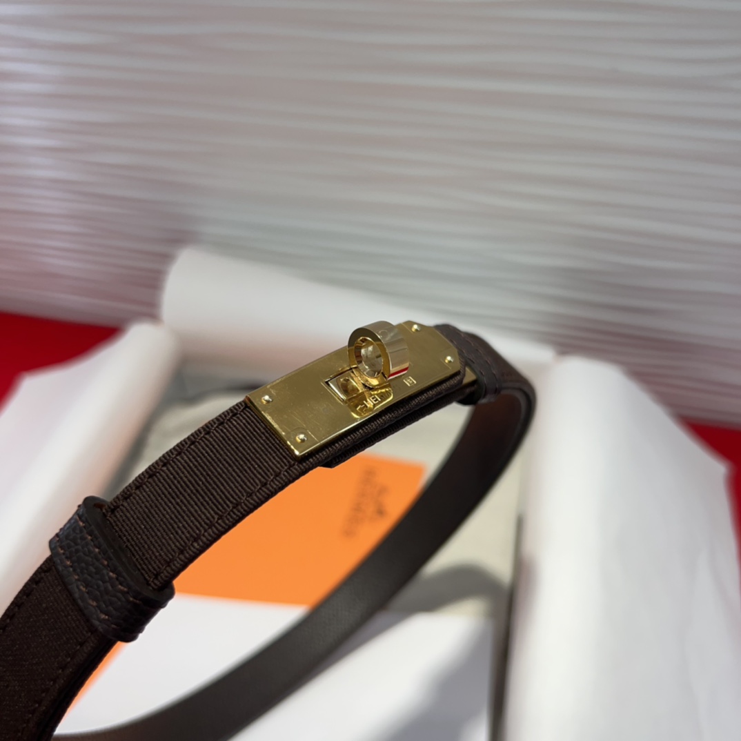 Kelly 1.8腰带Epsom小牛皮配进口布腰带 搭配金Kelly皮带扣