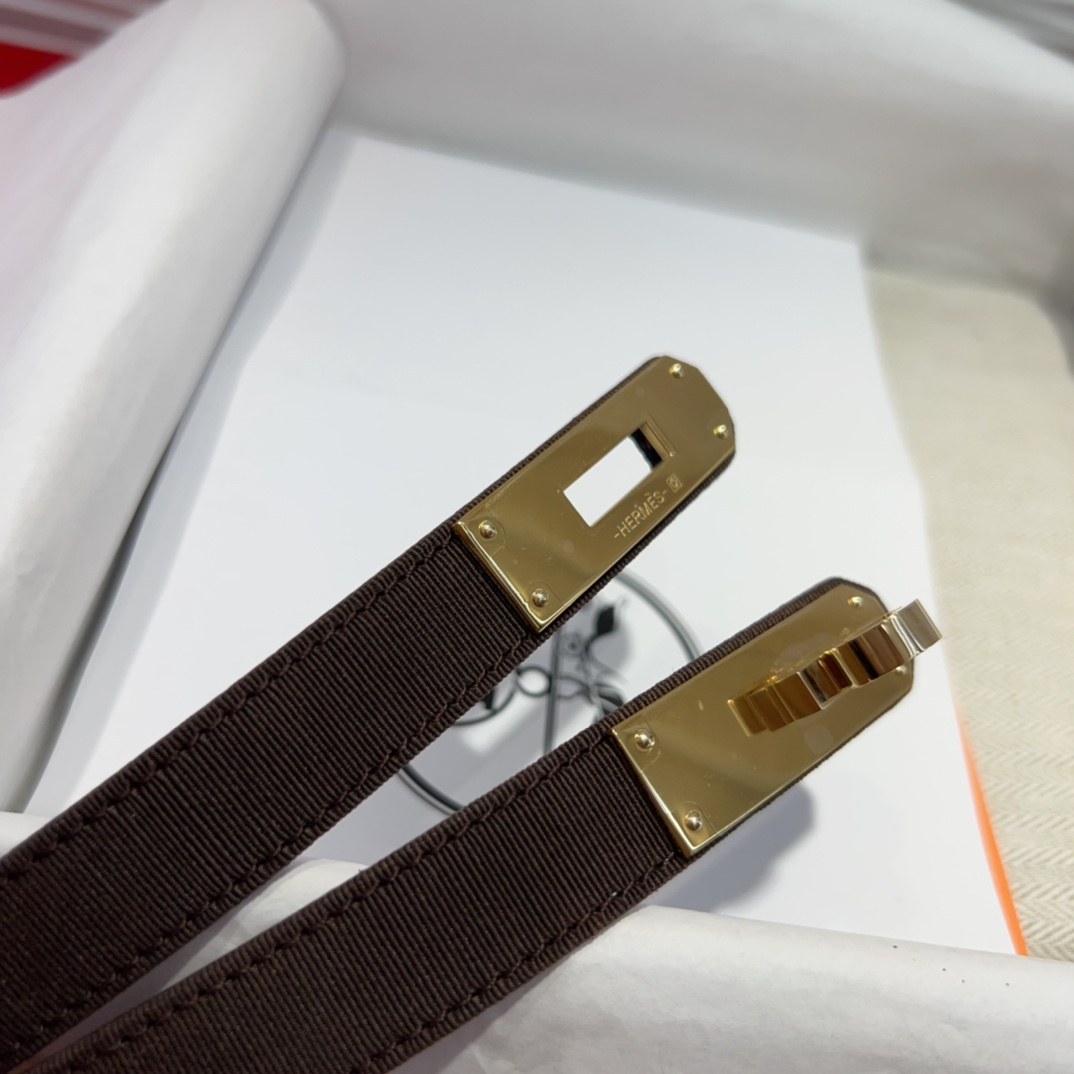 Kelly 1.8腰带Epsom小牛皮配进口布腰带 搭配金Kelly皮带扣