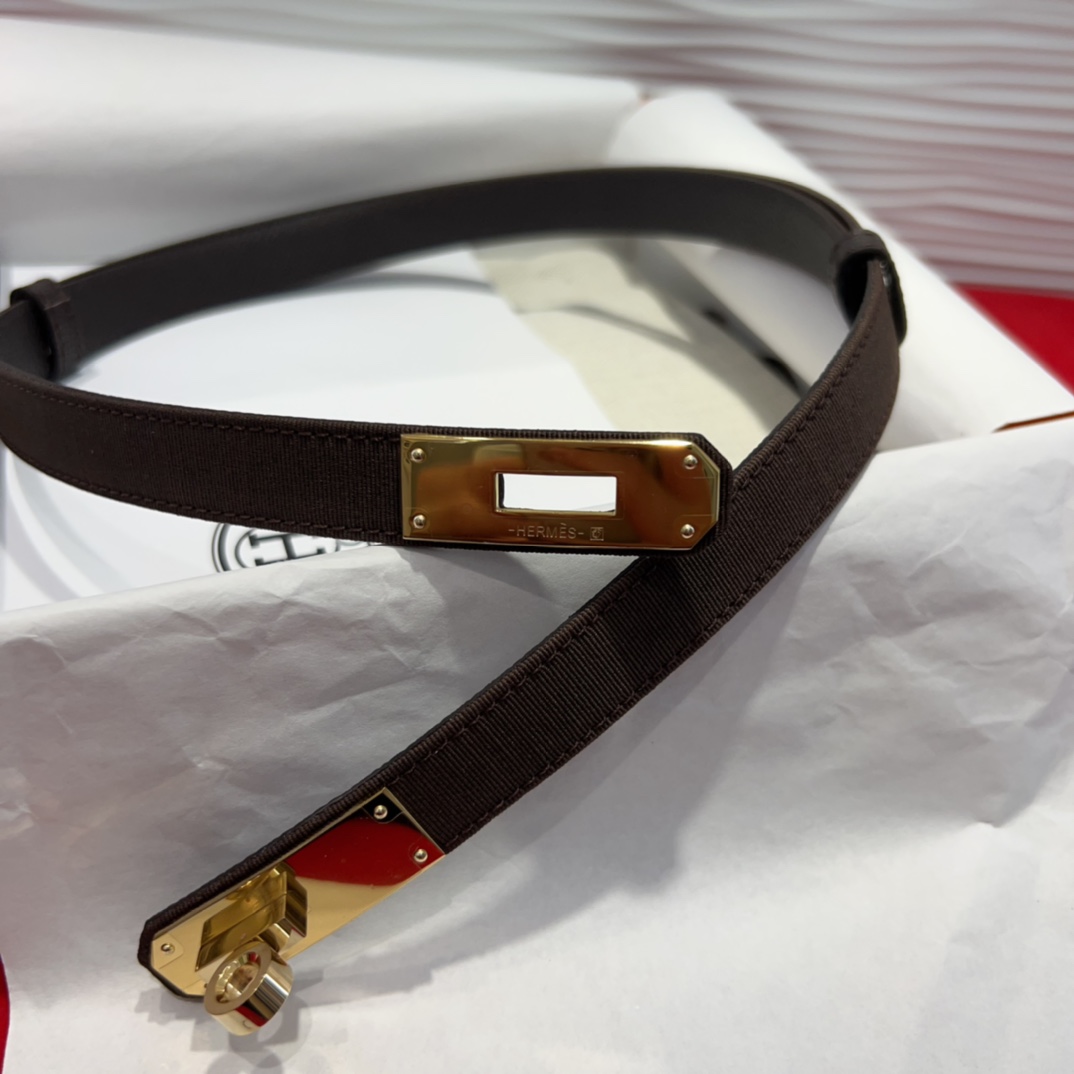 Kelly 1.8腰带Epsom小牛皮配进口布腰带 搭配金Kelly皮带扣