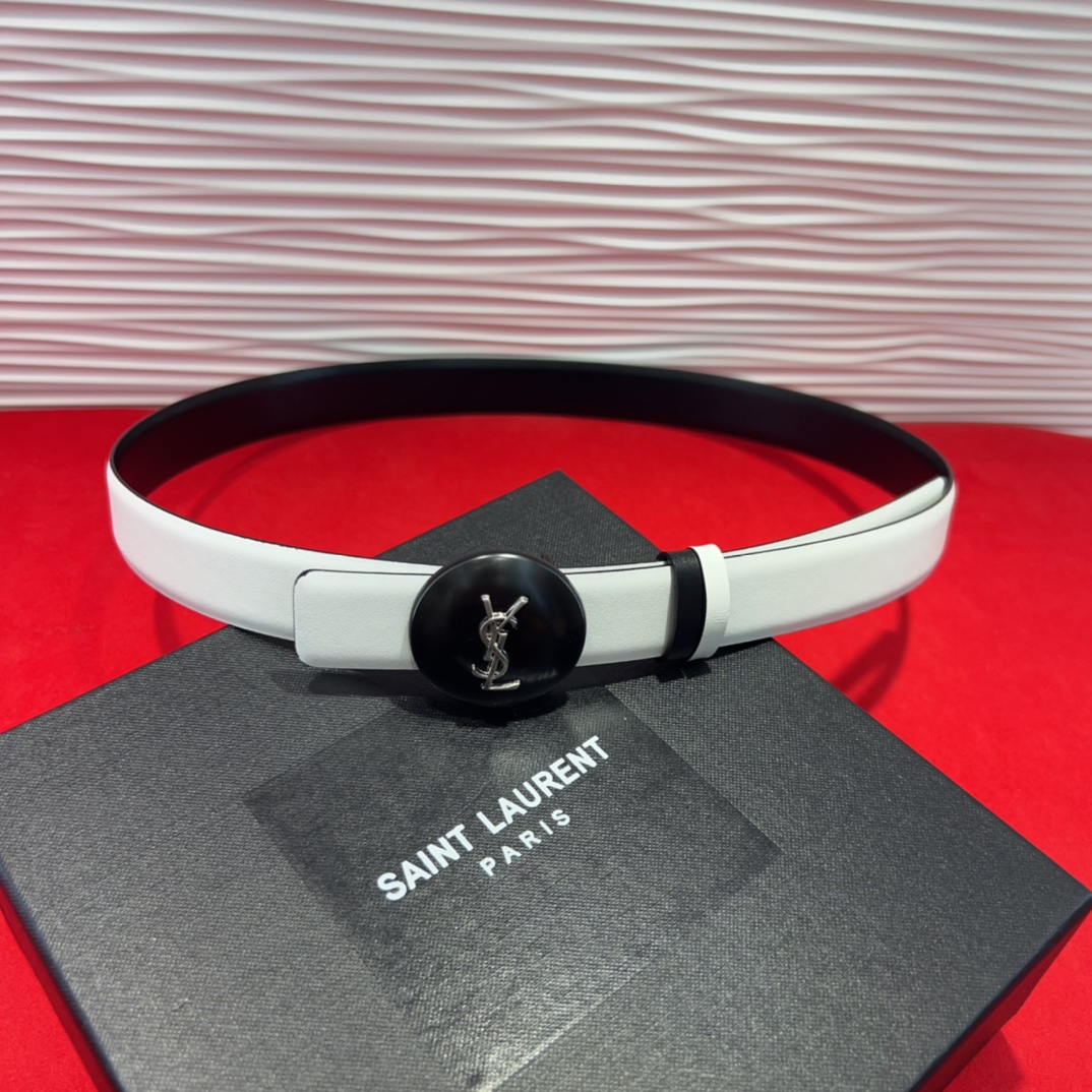  开春秀款Saint Laurent 圣罗兰女士腰带皮带 原厂真金电渡扣头，意大利原厂皮，2.5Cm双面
