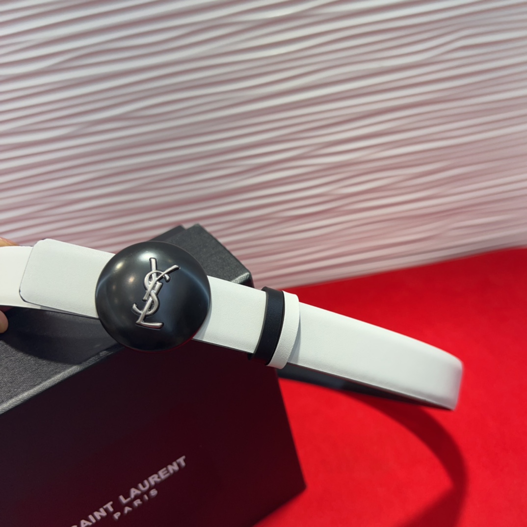  开春秀款Saint Laurent 圣罗兰女士腰带皮带 原厂真金电渡扣头，意大利原厂皮，2.5Cm双面