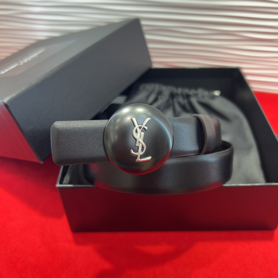  开春秀款Saint Laurent 圣罗兰女士腰带皮带 原厂真金电渡扣头，意大利原厂皮，2.5Cm双面
