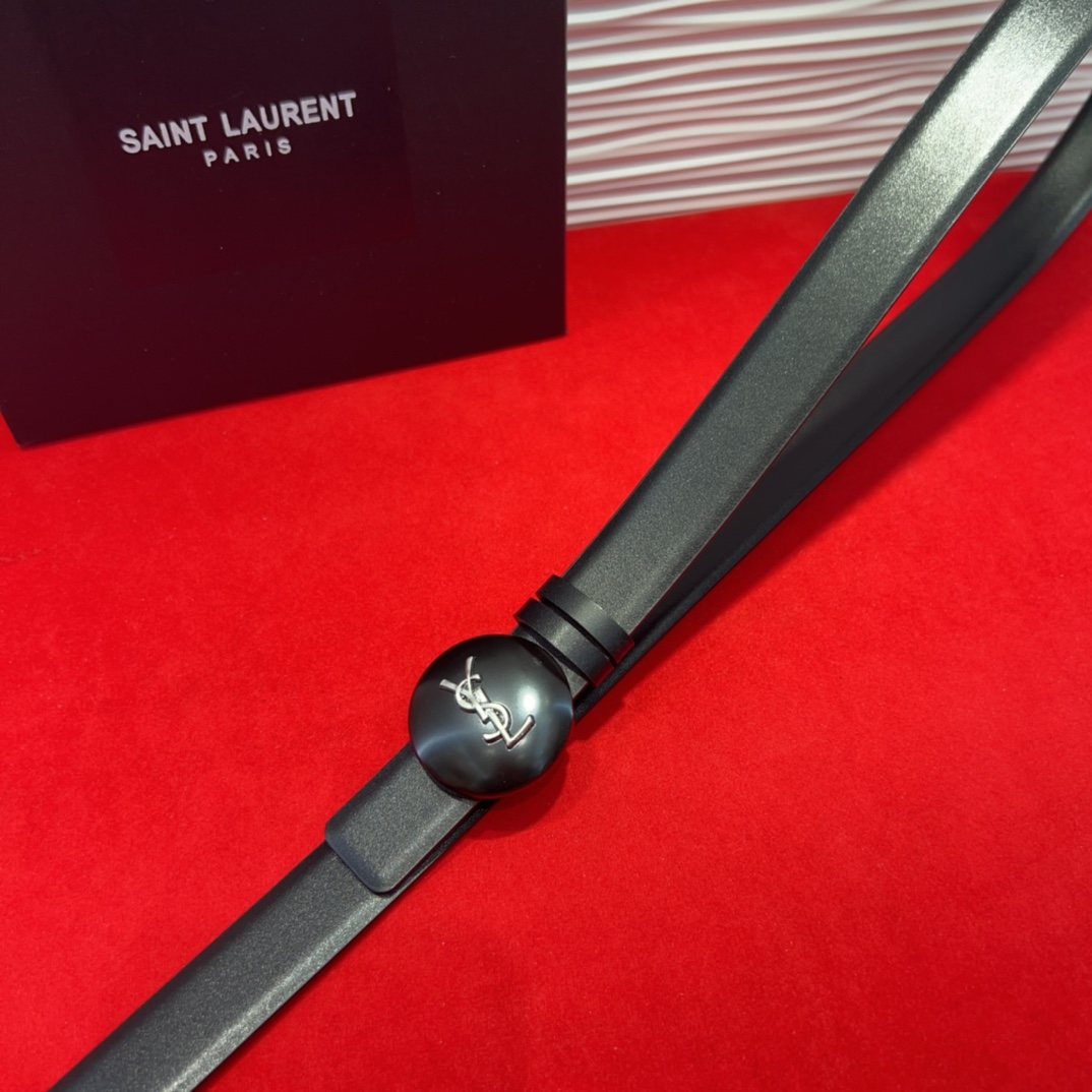  开春秀款Saint Laurent 圣罗兰女士腰带皮带 原厂真金电渡扣头，意大利原厂皮，2.5Cm双面