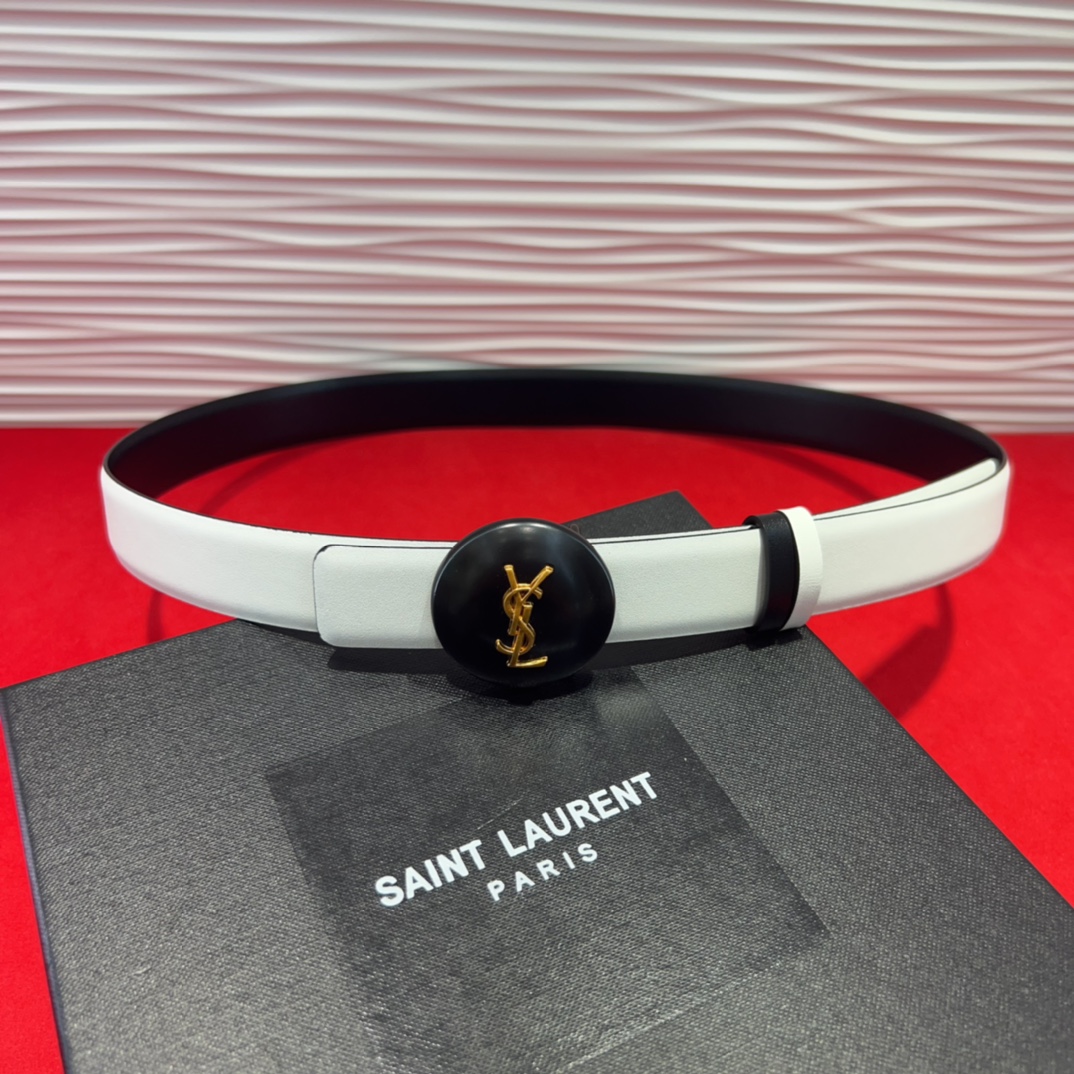  开春秀款Saint Laurent 圣罗兰女士腰带皮带 原厂真金电渡扣头，意大利原厂皮，2.5Cm双面