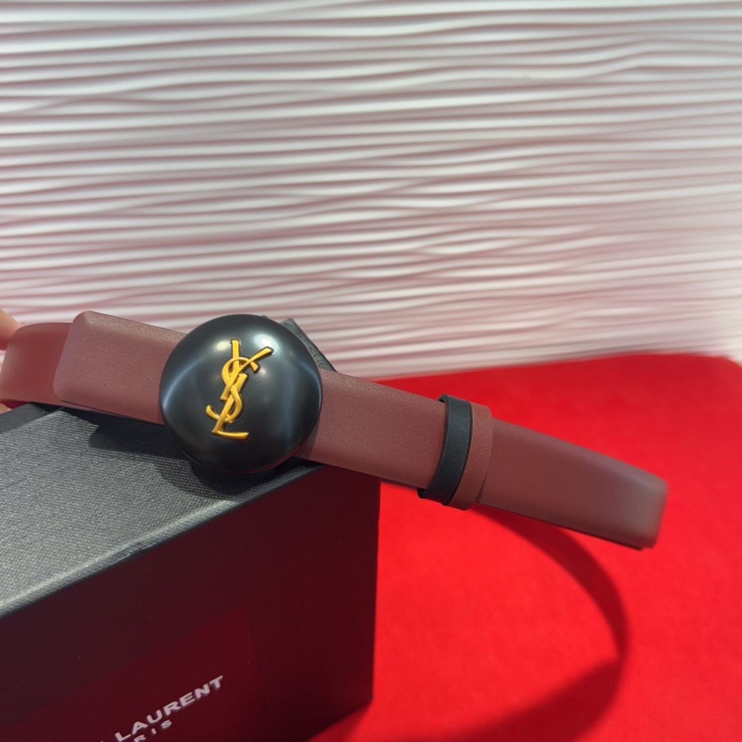  开春秀款Saint Laurent 圣罗兰女士腰带皮带 原厂真金电渡扣头，意大利原厂皮，2.5Cm双面