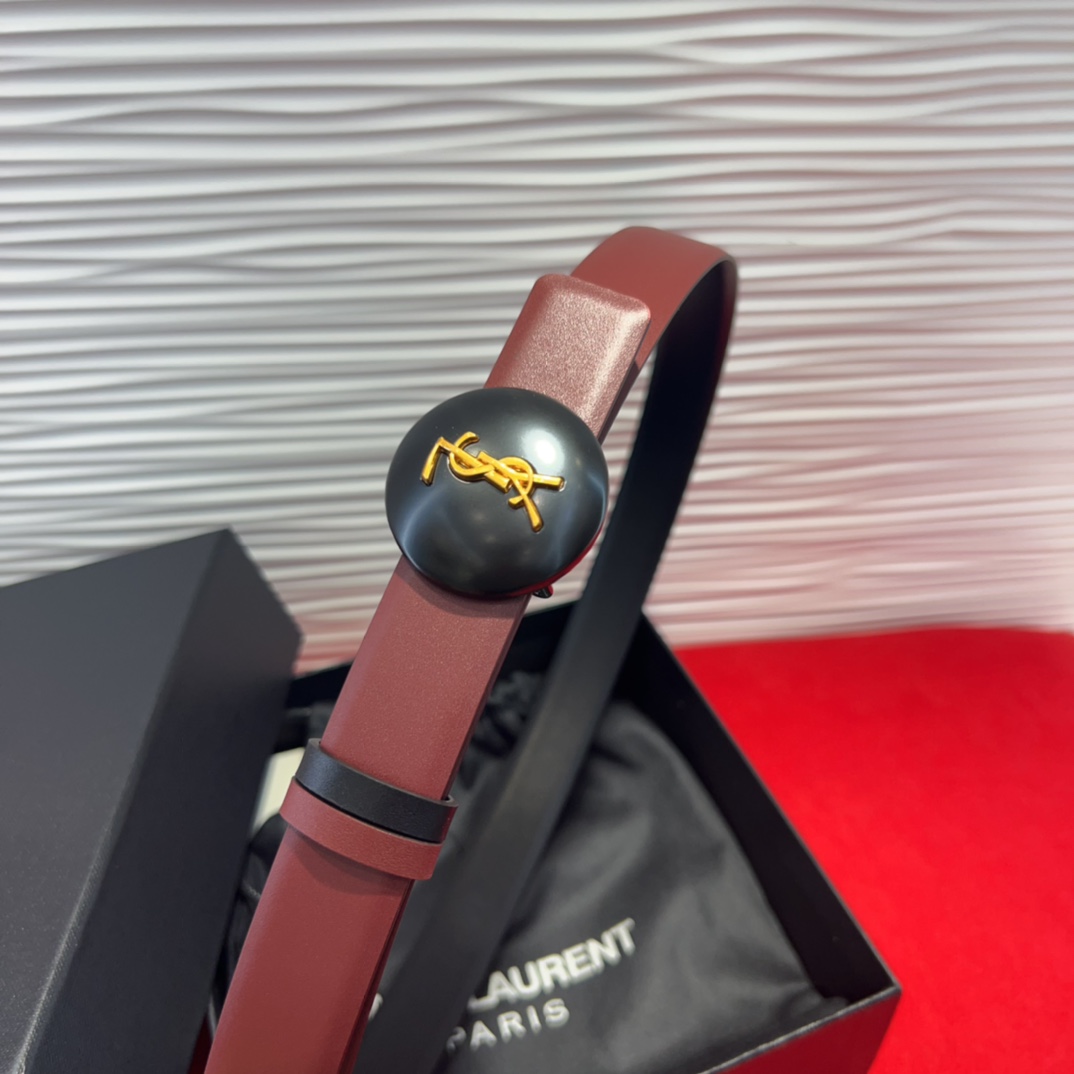  开春秀款Saint Laurent 圣罗兰女士腰带皮带 原厂真金电渡扣头，意大利原厂皮，2.5Cm双面