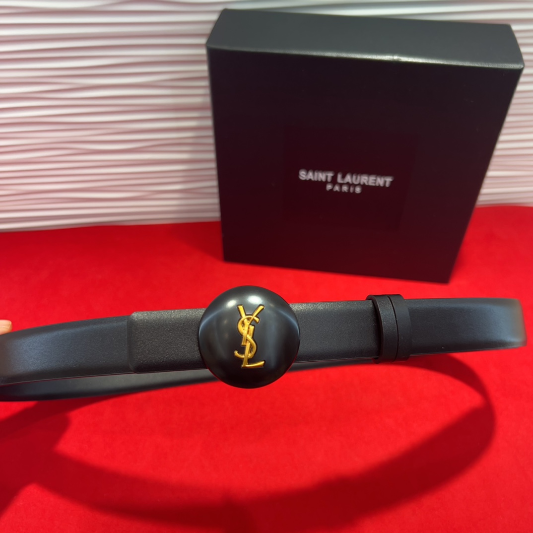  开春秀款Saint Laurent 圣罗兰女士腰带皮带 原厂真金电渡扣头，意大利原厂皮，2.5Cm双面