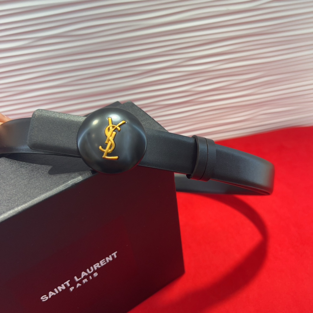  开春秀款Saint Laurent 圣罗兰女士腰带皮带 原厂真金电渡扣头，意大利原厂皮，2.5Cm双面