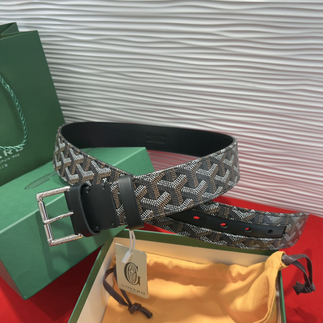 Goyard Belt - Signature Canvas & Leather with Steel Buckle - Low-Key Luxury