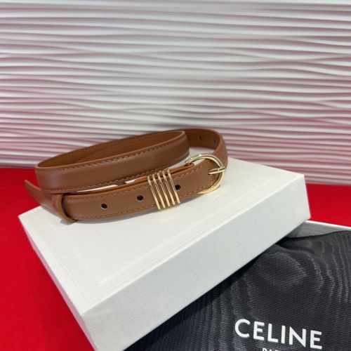 CELINE Triomphe Medium Tan Leather Belt With Signature Buckle - 2.0 cm 1 CELINE Triomphe Medium Tan Leather Belt With Signature Buckle - 2.0 cm