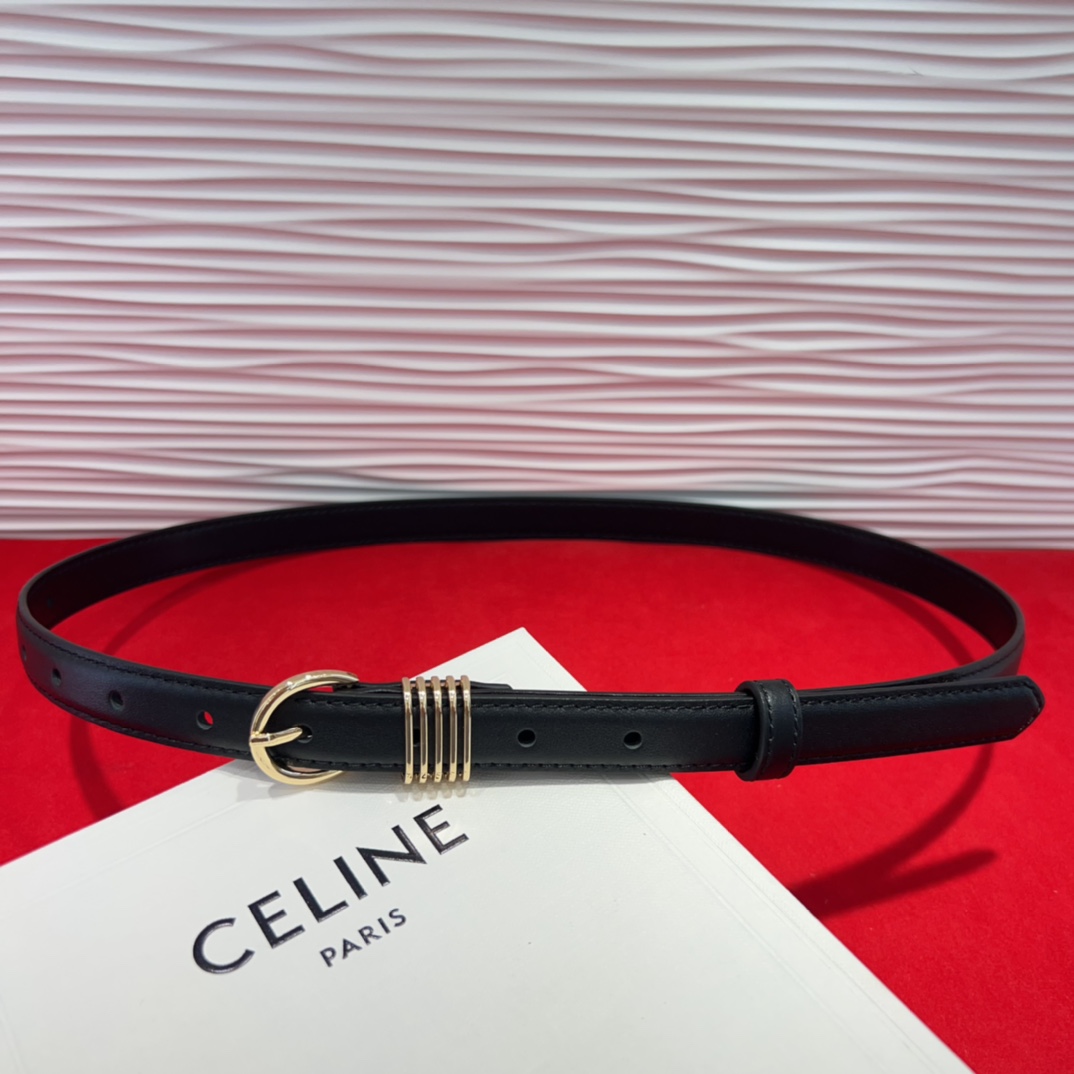 c eline TRIOMPHE中号标志印花牛皮革腰带标志印花和牛皮革 TRIOMPHE配领扣带扣环扣和