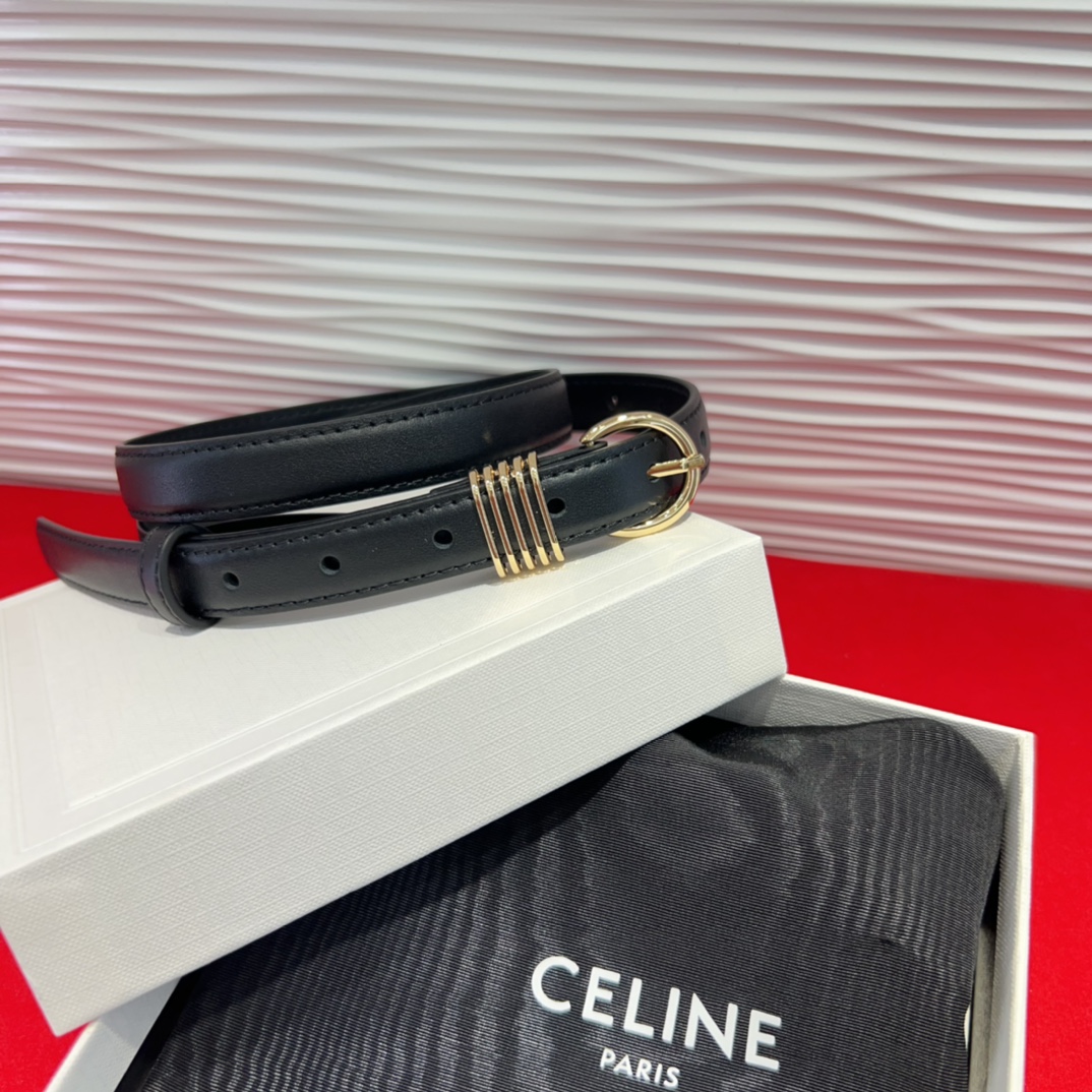 c eline TRIOMPHE中号标志印花牛皮革腰带标志印花和牛皮革 TRIOMPHE配领扣带扣环扣和