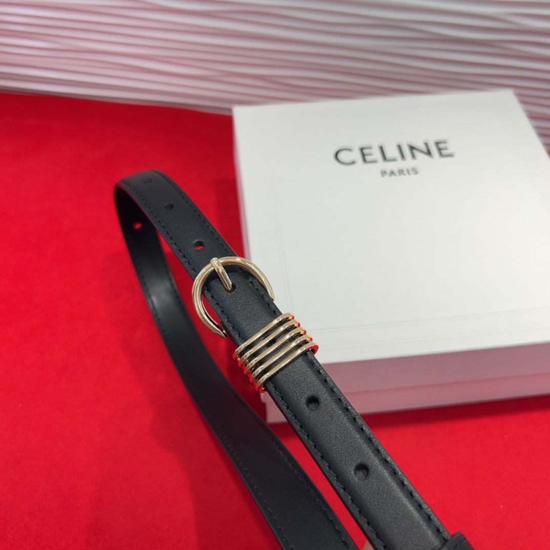 c eline TRIOMPHE中号标志印花牛皮革腰带标志印花和牛皮革 TRIOMPHE配领扣带扣环扣和