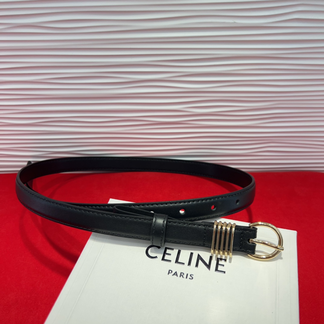 c eline TRIOMPHE中号标志印花牛皮革腰带标志印花和牛皮革 TRIOMPHE配领扣带扣环扣和