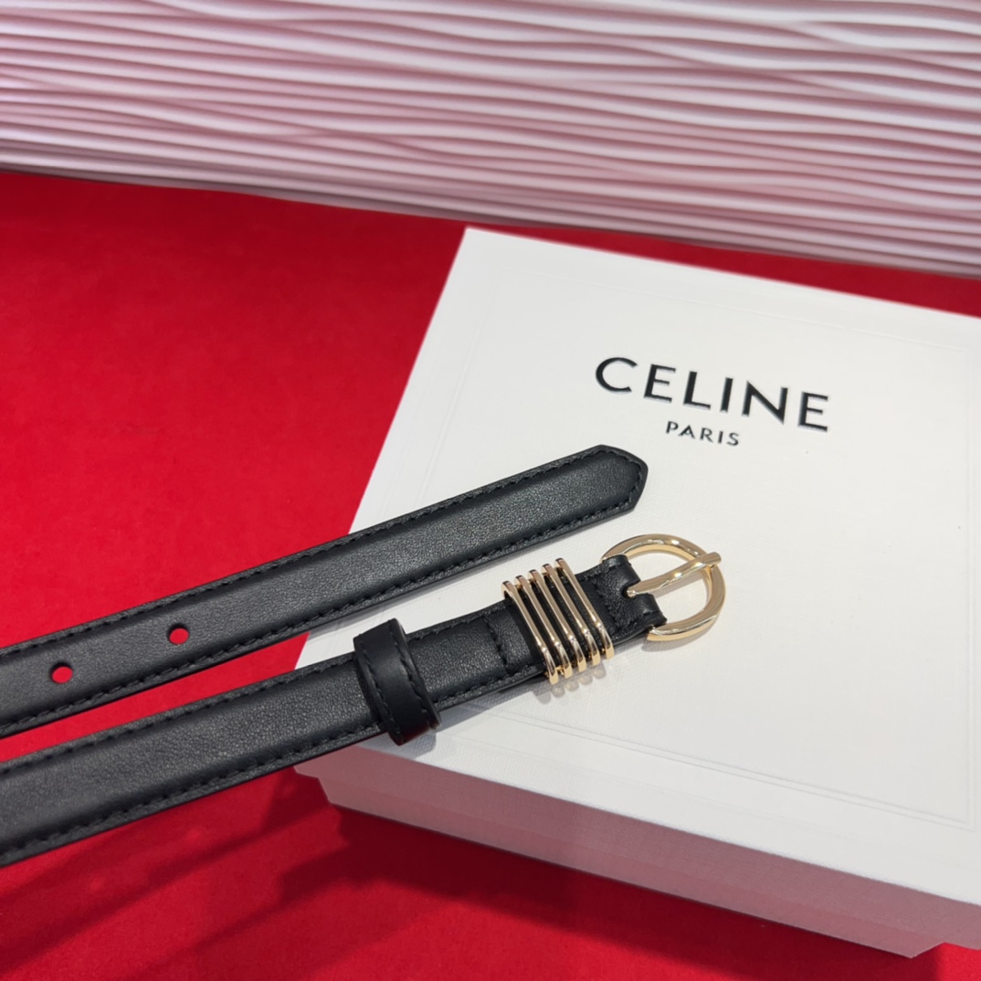 c eline TRIOMPHE中号标志印花牛皮革腰带标志印花和牛皮革 TRIOMPHE配领扣带扣环扣和